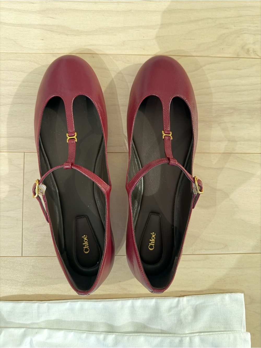 Chloe T-Strap Marcie Ballet Flats in Burgundy NWT Sz40 - Picture 8 of 8